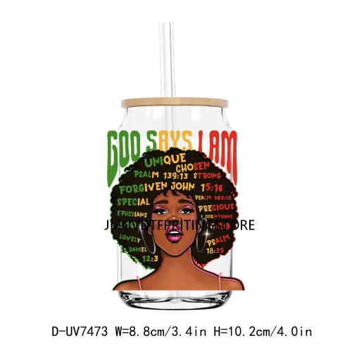 African American Black Women UV DTF Transfers Stickers Decals For Libbey Cold Cups Mugs Tumbler Waterproof DIY Craft Afro Girls