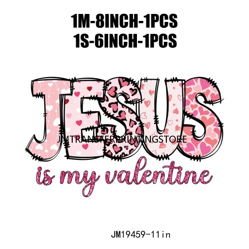 Iron On Faux Sequins Jesus Is My Valentine Lover Vibes XOXO Single Season Self Love Club DTF Heat Transfers Stickers For Clothes