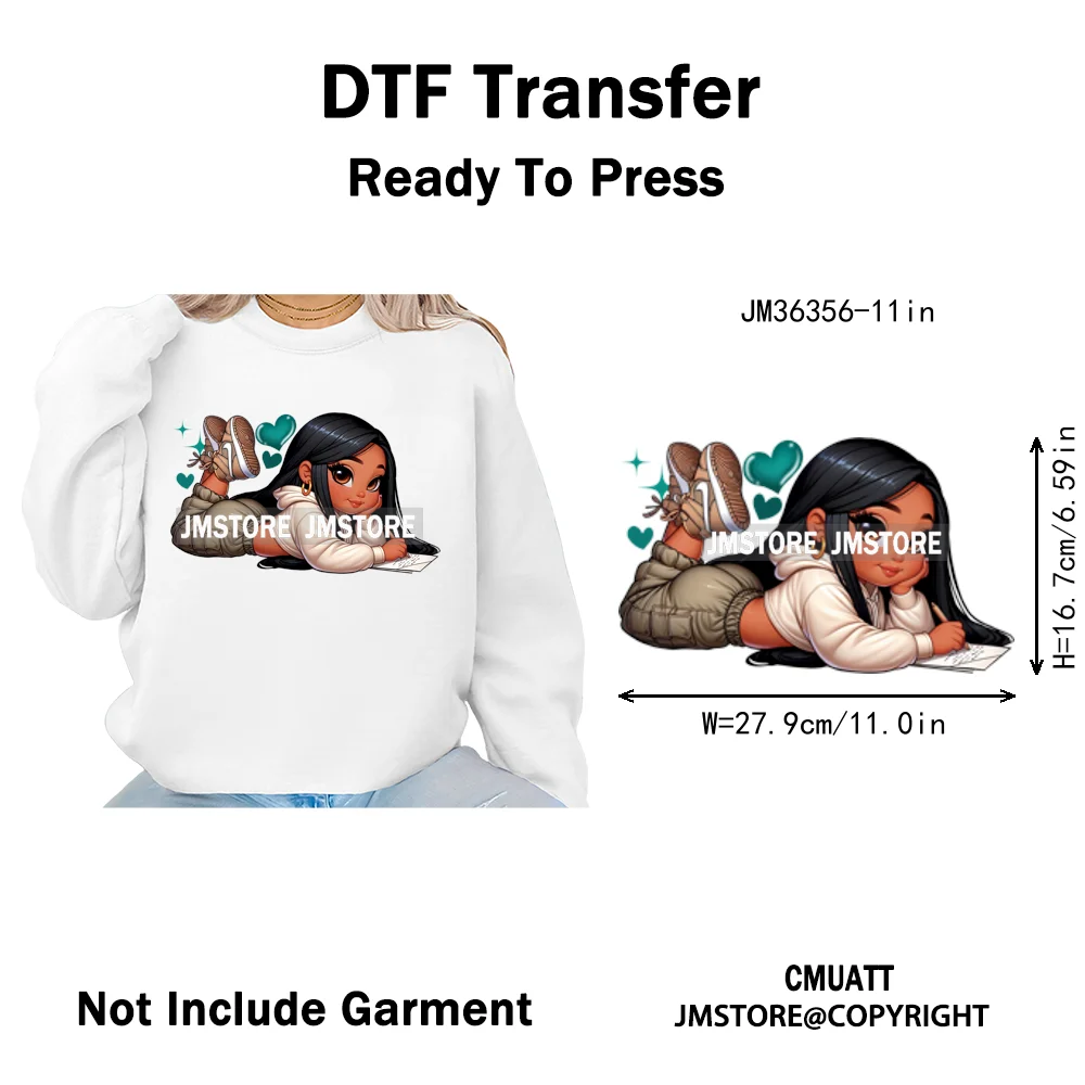 Fashion School Princess Cartoon Girls Learning Love Designs Iron on DTF Thermal Transfers Stickers Ready to Press for Clothing
