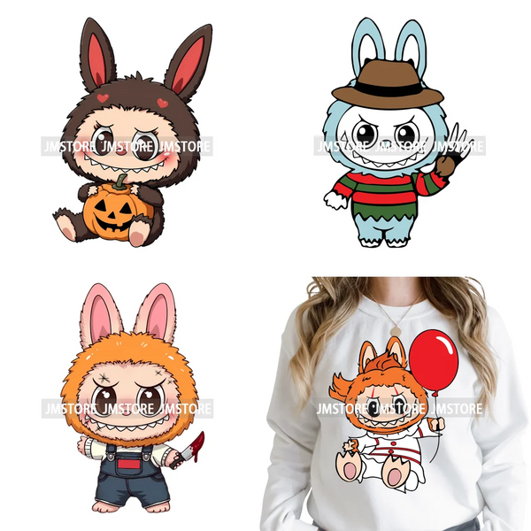 Cute Monster Cartoon Character Spooky Halloween Season Iron on DTF Washable Transfers Stickers Ready to Press for T-shirts Bags