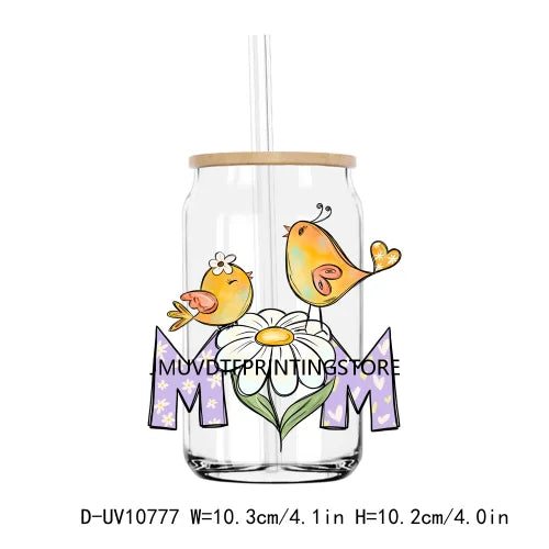 Best Mom Ever UV DTF Transfer Sticker Decals For Libbey Cold Cups Mugs Tumbler Blessed NANA Waterproof DIY Logo But First Coffee