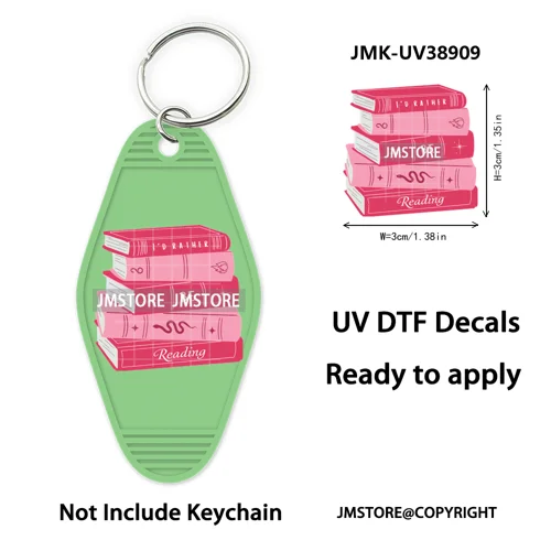 Reading Book Animals Mental Health UV DTF Motel Keychain Wraps Ready To Apply Waterproof High Quality Hotel Keychain Decals