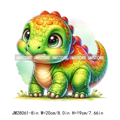 Colorful Dinosaur Baby Animal Thermal Printing Iron On DTF Transfer Stickers Ready To Press For Clothes