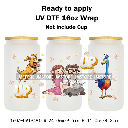Up Gifts Balloon House Adventure Old Man 16OZ UV DTF Cup Wraps Ready To Apply Waterproof Transfer Stickers For Libbey Glass Can