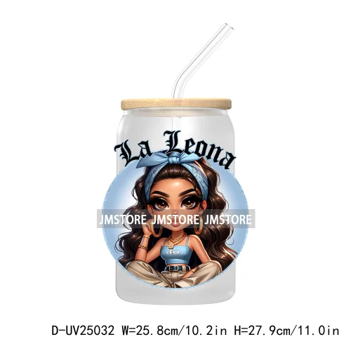 Chicana Chola Chibi Zodiac Girls UV DTF Transfer Stickers Decals For Libbey Cold Cups Mugs Durable Waterproof Custom Logo Labels