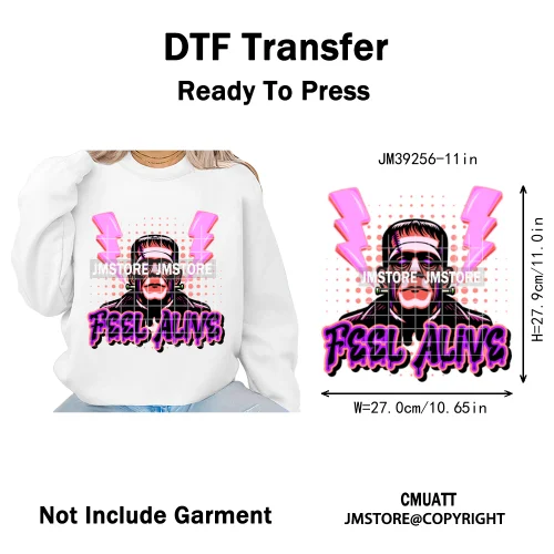 Trendy Margaritas Scary Movie Halloween Monsters Season Iron on DTF Washable Heat Transfers Stickers Ready to Press for Hoodies