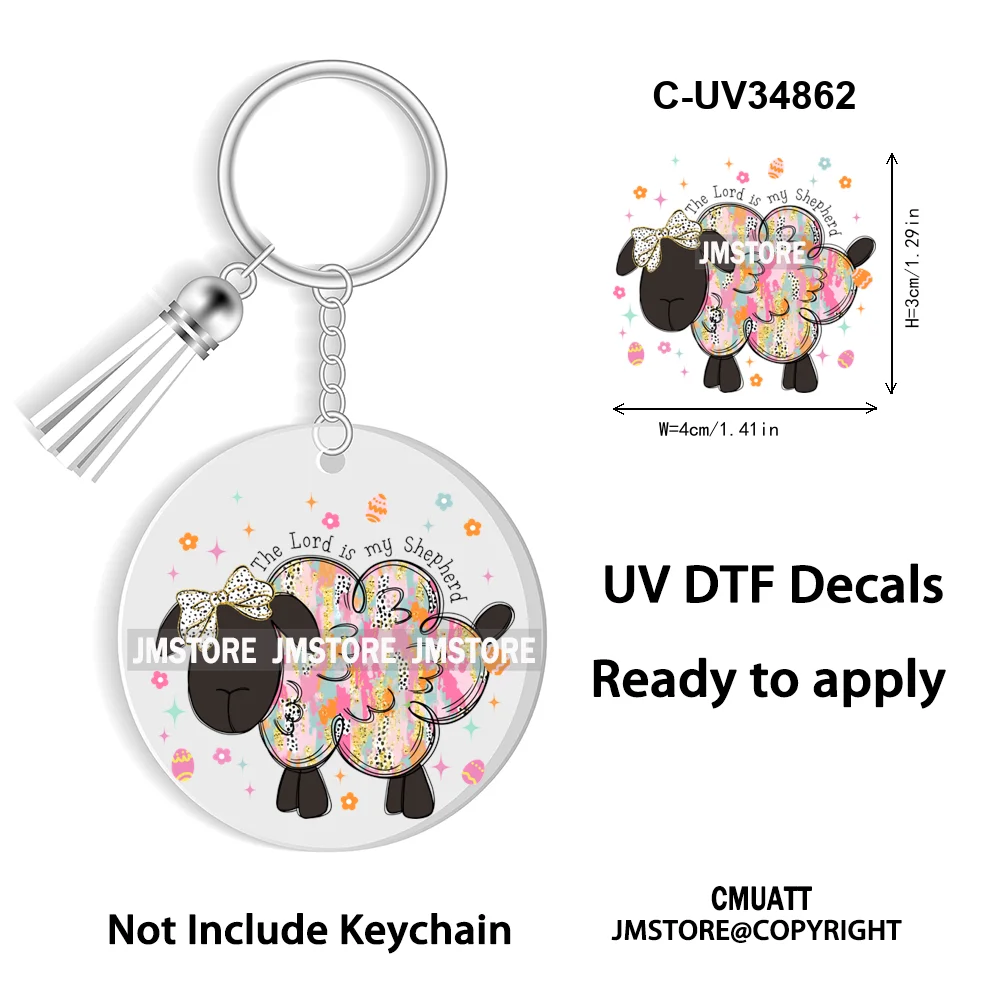 Happy Easter School Teacher Life Retro Coquette Easter Bunny WaterProof UV DTF Sticker For Round Circle Acrylic Keychain Keyring