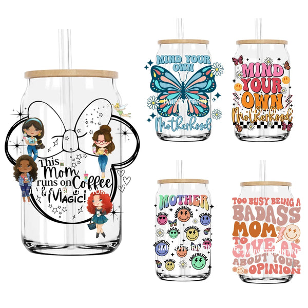This Mom Runs On Coffee Magic UV DTF Transfers Stickers Decals For Libbey Cold Cups Mugs Tumbler Waterproof DIY Logo Motherhood