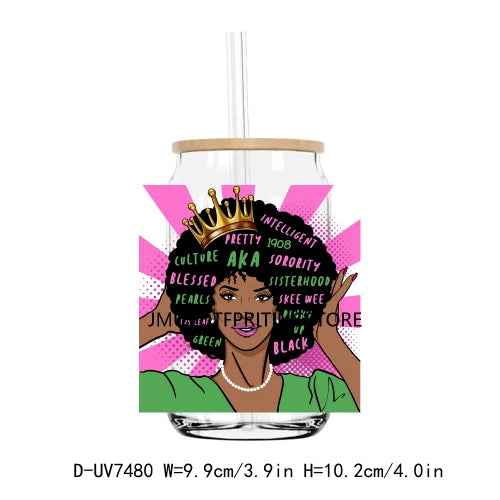 African American Black Women UV DTF Transfers Stickers Decals For Libbey Cold Cups Mugs Tumbler Waterproof DIY Craft Afro Girls