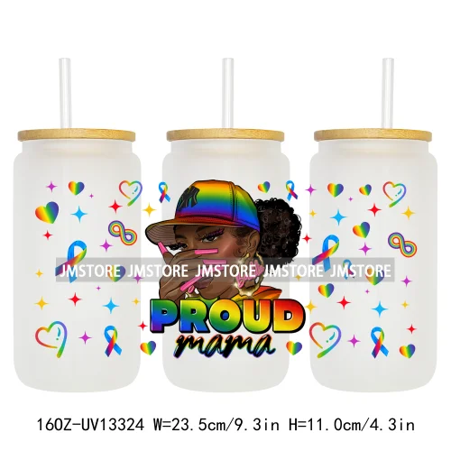 Coquette Afro Black Dope Autism Mama Cat Dog Mom UV DTF Sticker For 16OZ Libbey Glass Cup Can Wrap Waterproof Transfer Stickers