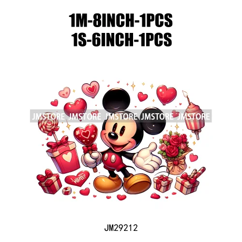 Happy Valentine's Day Cartoon Character Mouse Animal Cupid Love Heart DTF Iron On Transfers Stickers Ready To Press For T-shirts