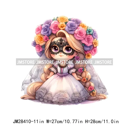 Washable Day Of The Dead La Catrina Dolls Designs Cartoon Princess Hispanic Girly Iron On DTF Transfers Stickers For Hoodies