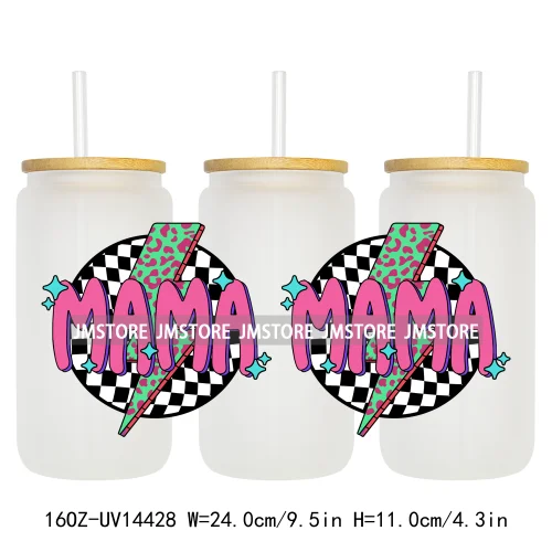 Floral Best Mom Ever Mama Life UV DTF Wraps Transfer Sticker Selfadhesive Waterproof For 16OZ Libbey Glass Can Tumbler