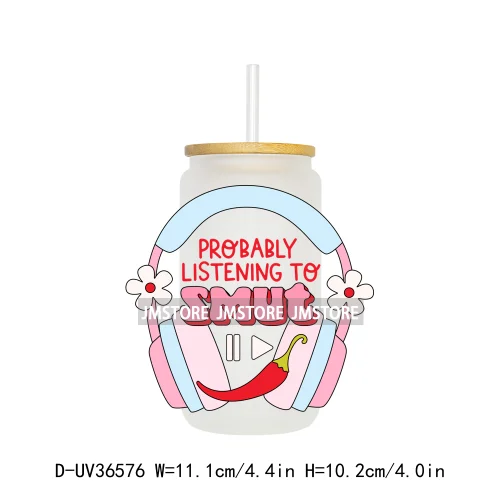 Coquette Iced Coffee Positive Quotes UV DTF Transfer Stickers Decals Ready To Apply Waterproof For 16OZ Libbey Glass Can Cup Mug