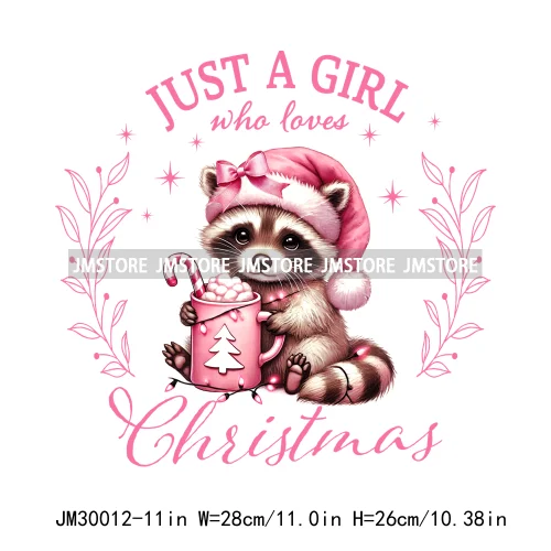 Coquette Pink Girly Christmas Vibes Book Just Waiting For Christmas Iron On DTF Transfer Stickers Ready To Press For Hoodies Bag