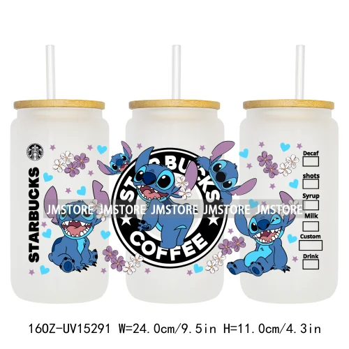 Trendy Cartoon Friends Coffee 16OZ UV DTF Cup Wraps Ready To Apply Waterproof Transfer Stickers For Libbey Glass Can Tumbler