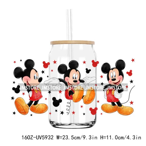 Cute Cartoon Characters Mouse 16OZ UV DTF Cup Wrap Transfers Stickers Custom Labels Durable Waterproof Logo For Libbey Glass Can