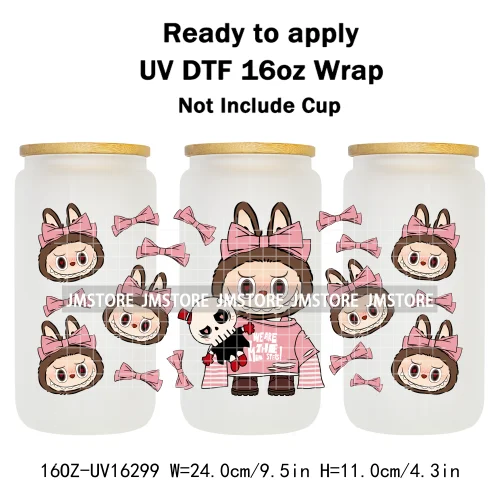 Laboo Cute Cartoon Monsters Soda Coquette UV DTF Stickers Ready To Transfer Cup Wrap Custom Labels For Libbey Can Glass Tumbler