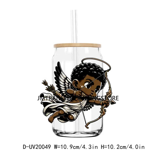 African American Black Valentine Boys Girls UV DTF Transfers Stickers Decal For Libbey Cold Cups Mug Tumbler Waterproof DIY Logo