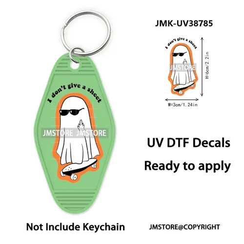 Fall Halloween Quotes Spooky Boo UV DTF Motel Keychain Decal Ready To Ship Durable Transfer Stickers Prints For Hotel Keychain