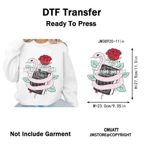 Funny Bookish Romance Reader Book Lovers Motivational Quotes Iron on DTF Washable Transfers Stickers Ready to Press for T-shirts