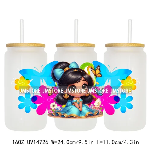 Magical Princess Bow Cartoon Girl 16OZ UV DTF Cup Wraps Ready To Apply Waterproof Transfer Stickers For Libbey Glass Can Tumbler
