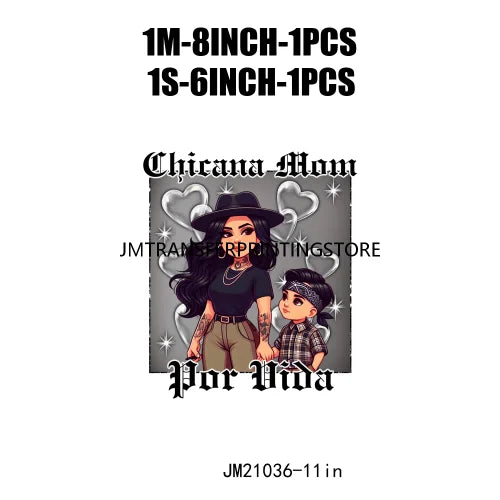 Mexican Chicana Mama Daughter Son Decals Proud Latina Mamacita Chingona Heat Transfer Stickers Ready To Press For T-shirts Bags