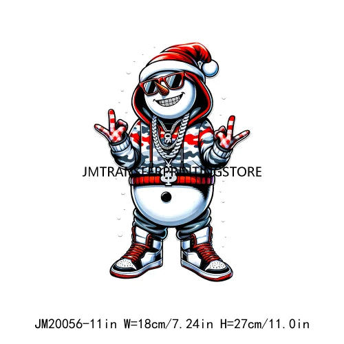 Cool Streetwear Winter Bear Crew Christmas Santa Snowman Reindeer Gingerbread DTF Transfers Stickers Ready To Press For T-Shirts