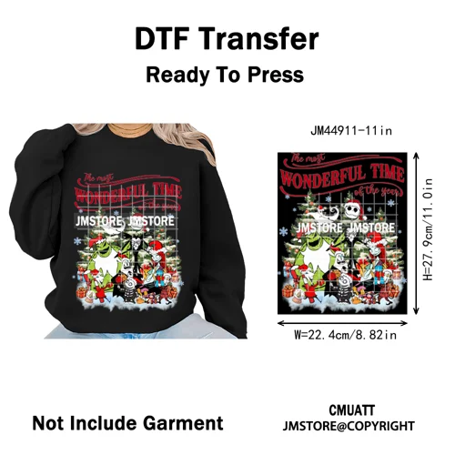 Cartoon Movie Friends Coquette Merry Christmas Sandy Claws Iron on Washable DTF Heat Transfer Sticker Ready to Press for Hoodies