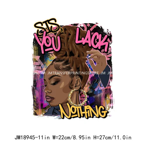 Black History Afro Queen Blessed Mom Unapologetically Dope Black Girl Magic DTF Washable Transfer Stickers For Clothes Bags