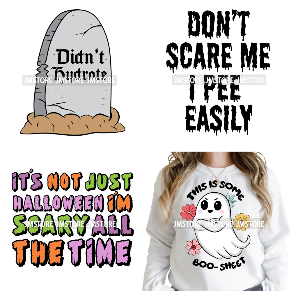 Sarcasm Halloween Time Boos Ghost Spooky Vibes Washable Designs Iron on DTF Transfers Stickers Ready to Press for T-shirts Bags