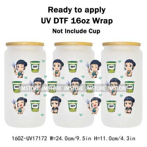 Kpop Demon Inspired Movie Boy Band Hunter Girl Anime Fan UV DTF Wraps Transfer Sticker Waterproof Logo For 16OZ Libbey Glass Can