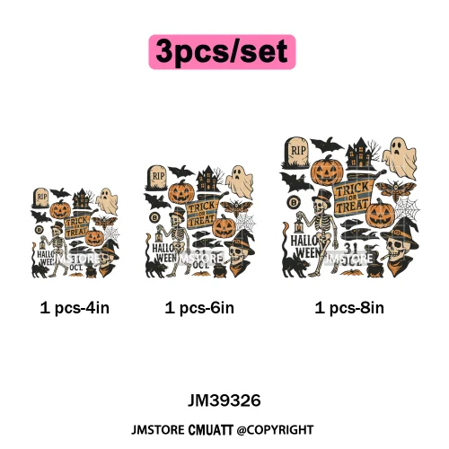 Funny Halloween Quotes Ghouls Stay Spooky Creep It Real Iron on DTF Washable Transfers Stickers Ready to Press for T-shirts Bags