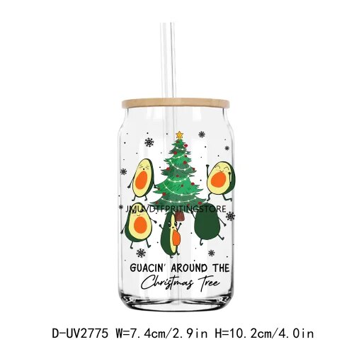 Farm Fresh Christmas Tree Holiday UV DTF Transfers Stickers Decals For Libbey Cold Cups Mugs Tumbler Waterproof DIY Craft