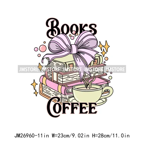 Funny Positive Quotes Forever Bookish Love Books Spicy Iced Coffee DTF Logo Iron On Transfer Stickers Ready To Press For Hoodies