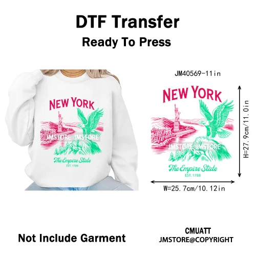 Funny US States Slogan Vacation Scenic Citycape Landmark Iron on DTF Washable Transfers Stickers Ready to Press for Textile Bags