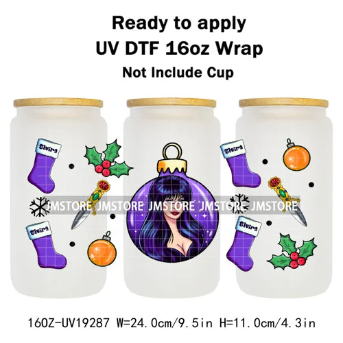 Horror Xmas Ghouls Characters NBC 16OZ UV DTF Cup Wraps Ready To Apply Durable Transfer Stickers For Libbey Glass Can Christmas