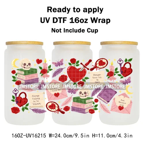 Romance Bookclub Bookish Candle UV DTF Cup Wrap Ready To Apply Transfer Stickers Durable 16OZ Tumbler Wraps For Libbey Glass Can