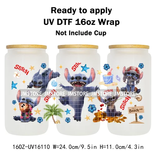 Trendy Movie Cartoon Character Bow 16OZ UV DTF Cup Wrap Ready To Apply Waterproof Transfer Sticker For Libbey Glass Can Tumbler
