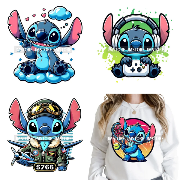 Funny Cartoon Playing Kids Love Character Thermal Printing Iron on DTF Washable Transfers Stickers Ready to Press for T-shirts