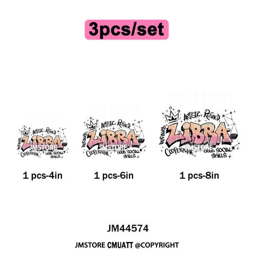 Zodiac Signs Graffiti Astrology Horoscopes Constellation  Iron on Washable DTF Transfer Sticker Ready to Press for T-shirts Bags