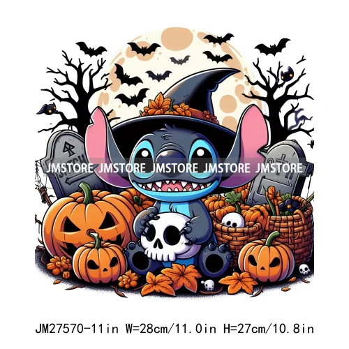 Cartoon Halloween Spooky Season Pumpkin Rip Gravestone Skull DTF Iron On Transfers Stickers Printing Ready To Press For Clothing