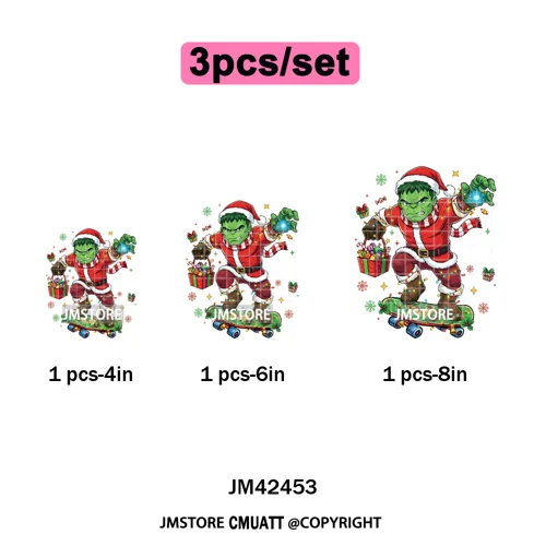 Funny Brushstroke Bubble Cartoon Christmas Killer Movie Xmas Iron on DTF Washable Transfers Stickers Ready to Press for Textiles