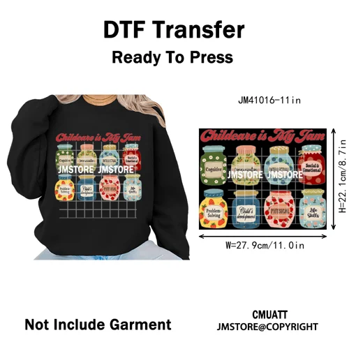 Daycare Teacher Life Inspire Love School Childcare Quotes Iron on Washable DTF Transfer Stickers Ready to Press for T-shirts Bag