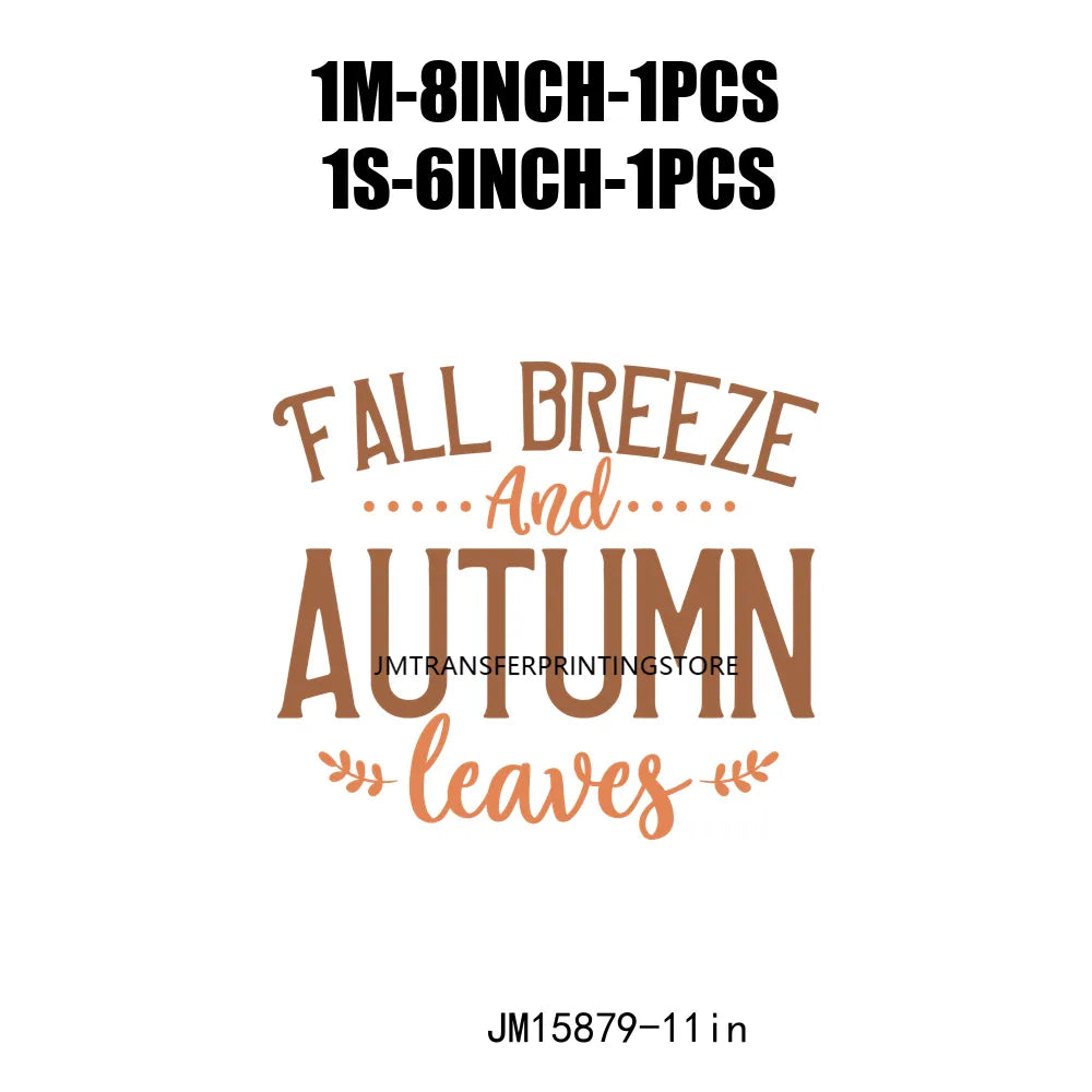 Hello Pumpkin Sweaters Bonfires DIY Logos Fall In The Air Autumn Vibes Iron On DTF Transfer Decals Ready To Press For T-Shirts