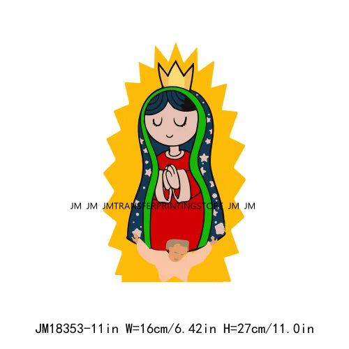 Virgencita Birgen De Guadalupe Nuestra Senora De Guadalupe  Floral Mexican Virgen Our Lady Mary DTF Transfer Sticker For Hoodies