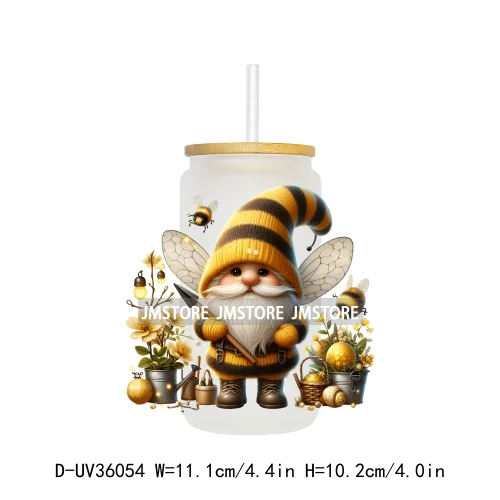 Honey Spring Bee Gnome Floral UV Sticker Decals For Libbey Cold Cups Mugs Tumbler Transfer Sticker Waterproof High Quality Label