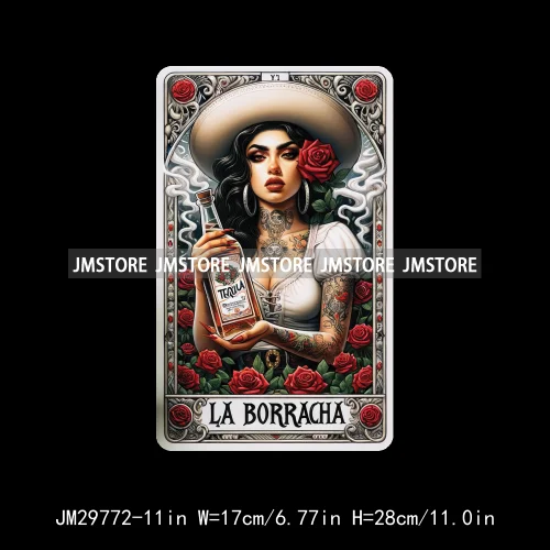 Latina Mexican Lady Chicana Spanish Tarot Card Designs Hecho En Mexico Iron On DTF Transfer Stickers Ready To Press For T-shirts