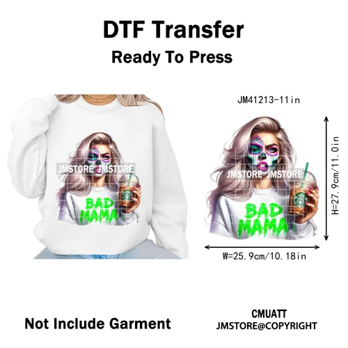 Creepy Killer Mama Club Halloween Spooky Vibes Horror Mom Iron on Washable DTF Transfer Stickers Ready to Press for T-shirts Bag