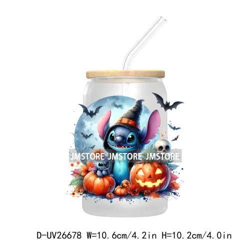 Cartoon Mouse And Friends Halloween Pumpkin UV DTF Transfer Stickers Decals For Libbey Cold Cups Mugs Tumbler Custom Labels Fall